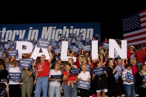 Excited Palin crowd in Freedom Hills, MI. Photo by Tim Schubert